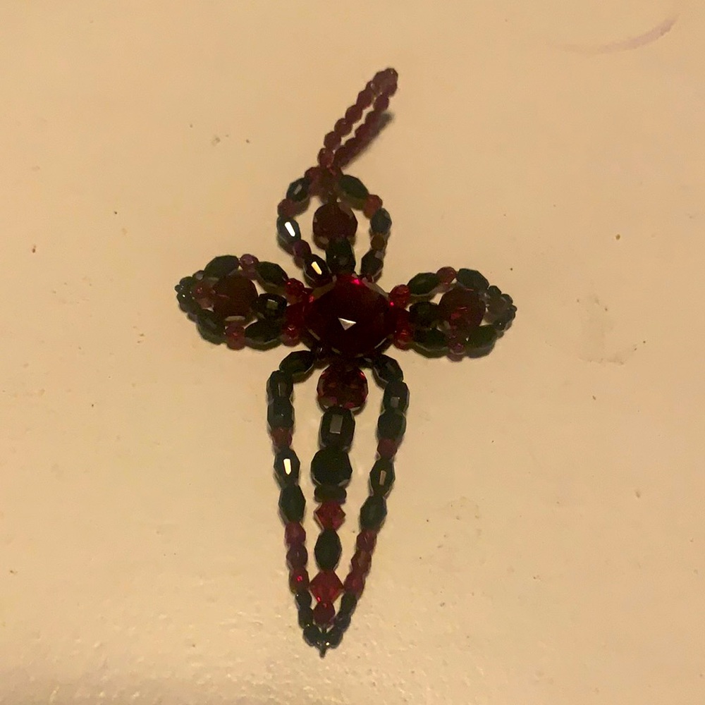 AUTHENTIC ERICKSON BEAMON BLK JET CRYSTAL CROSS PENDANT